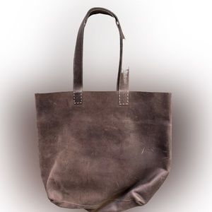Konjo Designer Highland Hide Leather Tote With Black or White Stitching